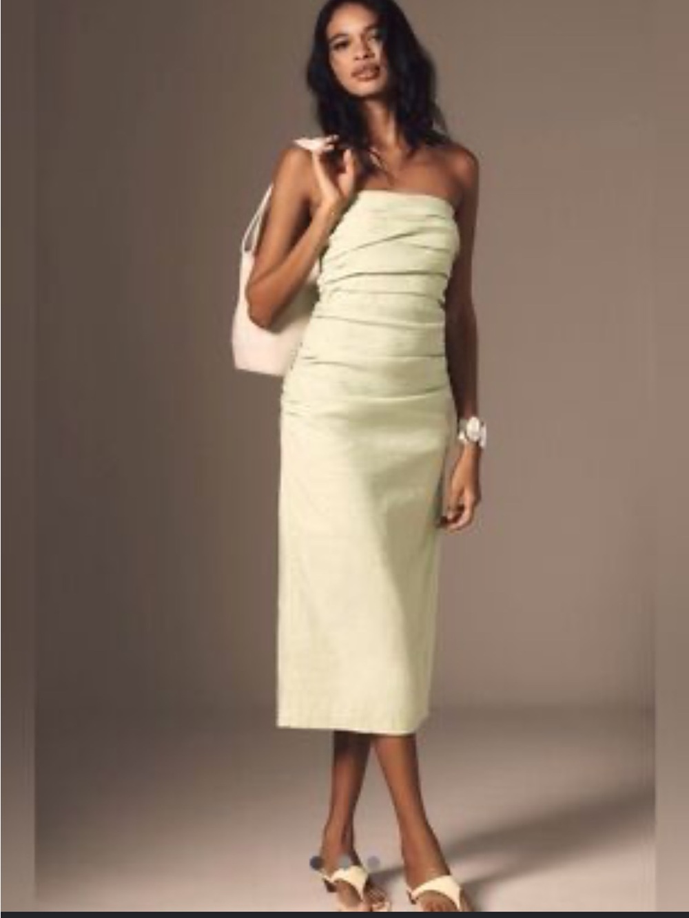 Anthropologie soleil magic fabric strapless ruched dress- mint